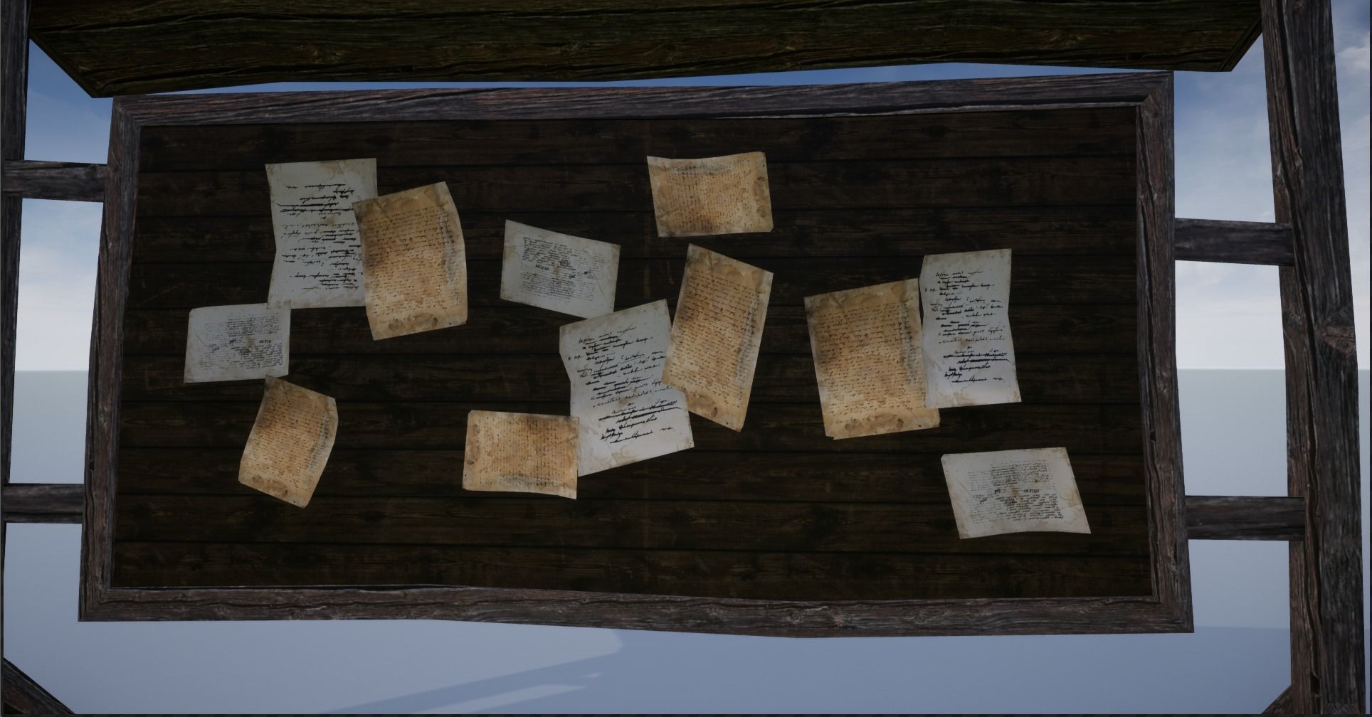 Wooden Notice Post - Notice Boards Low-poly 3D model_17