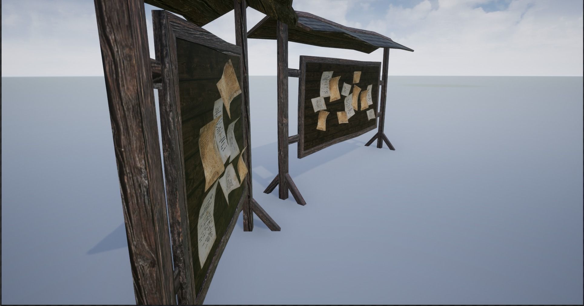 Wooden Notice Post - Notice Boards Low-poly 3D model_2