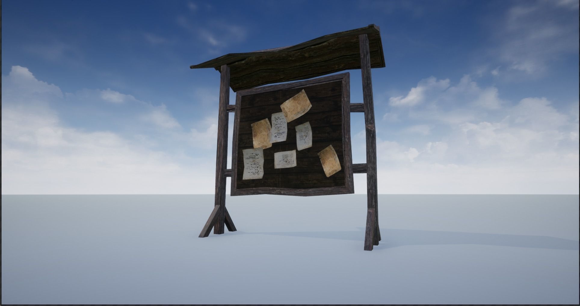 Wooden Notice Post - Notice Boards Low-poly 3D model_8