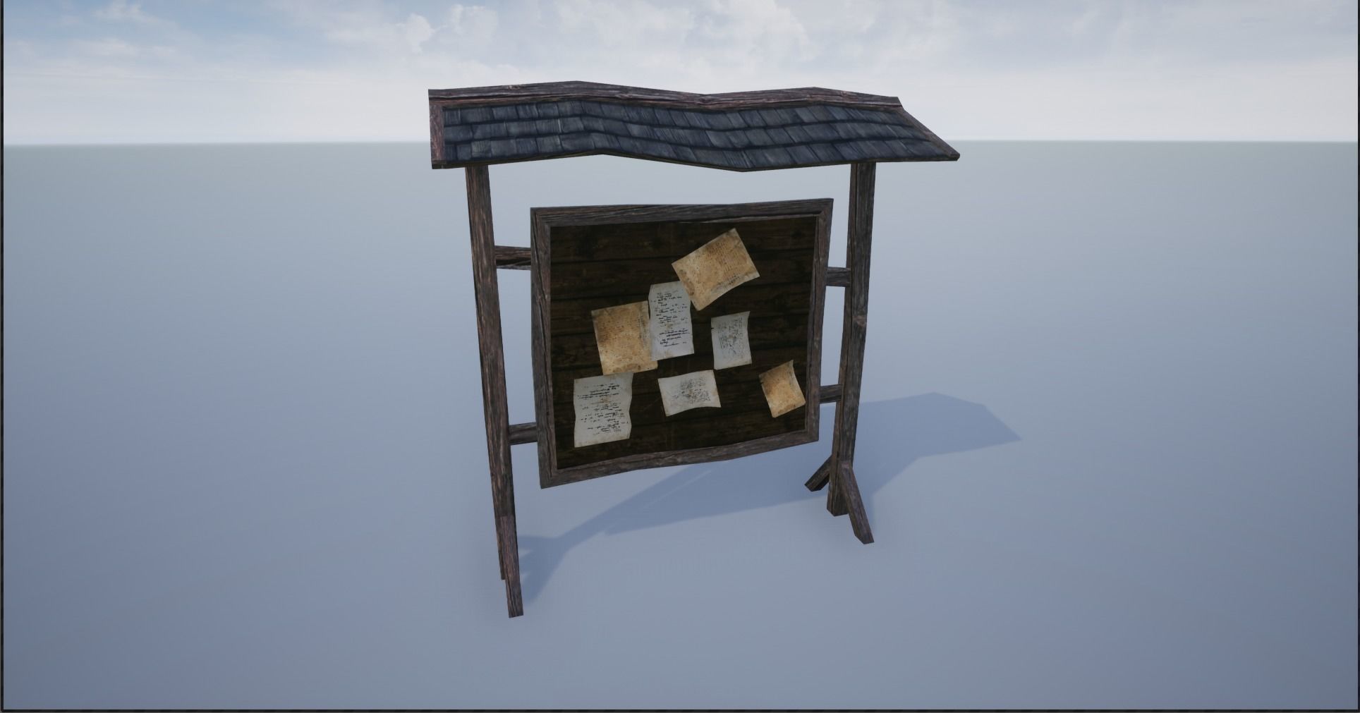 Wooden Notice Post - Notice Boards Low-poly 3D model_6