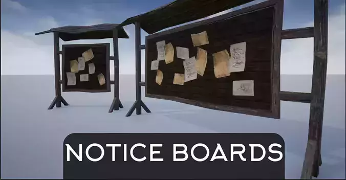 Wooden Notice Post - Notice Boards Low-poly 3D model