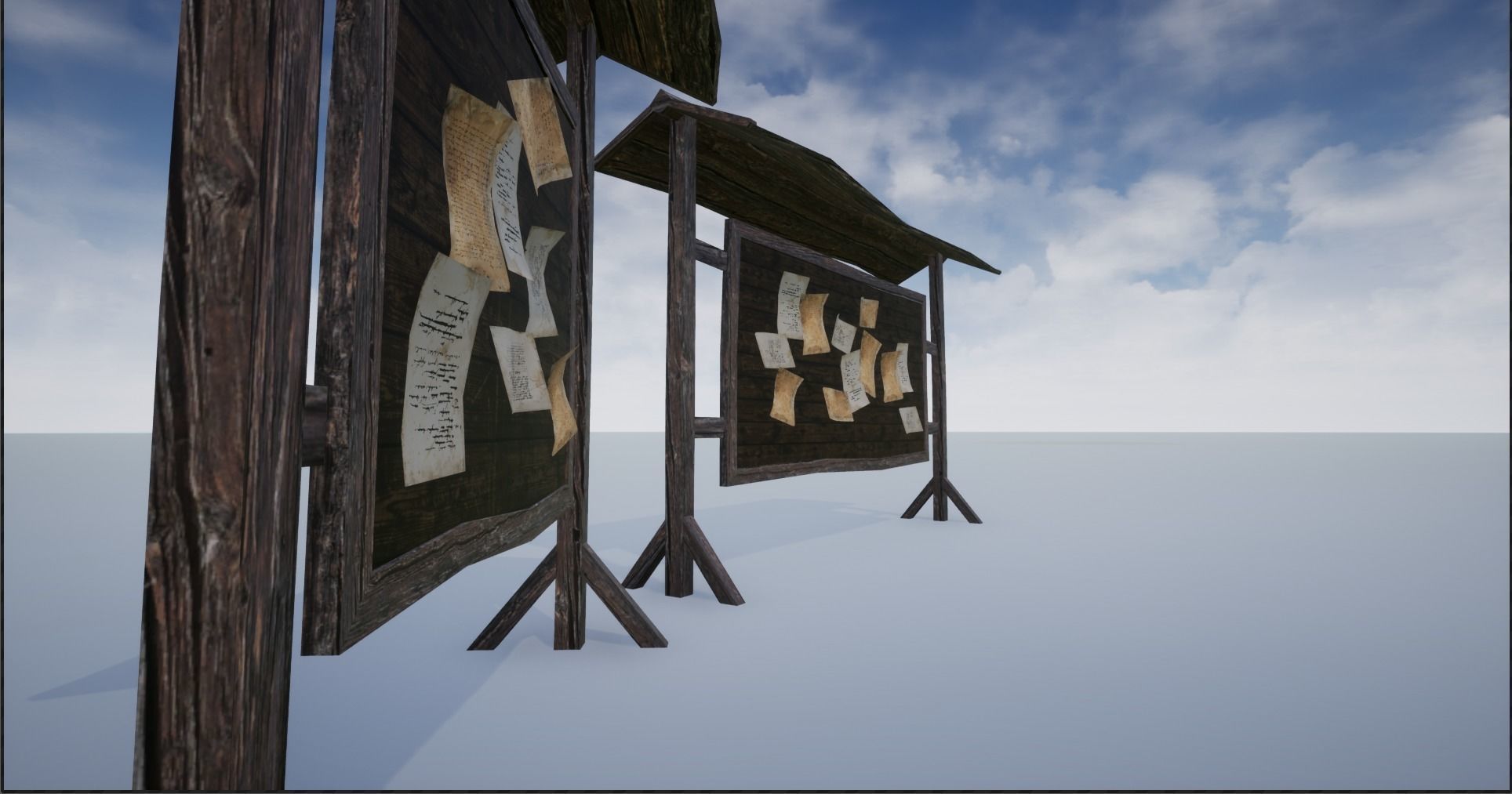 Wooden Notice Post - Notice Boards Low-poly 3D model_5