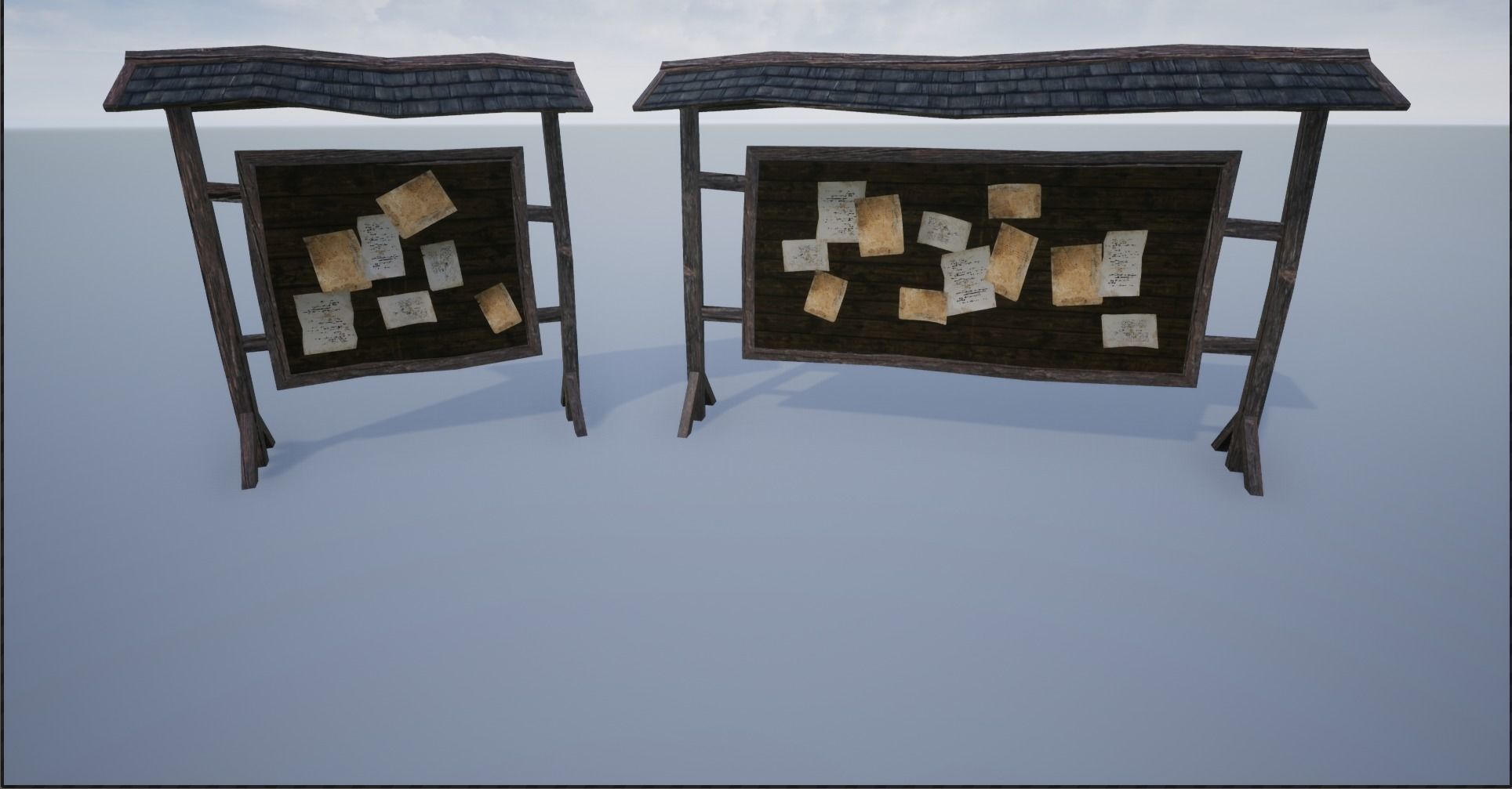 Wooden Notice Post - Notice Boards Low-poly 3D model_1