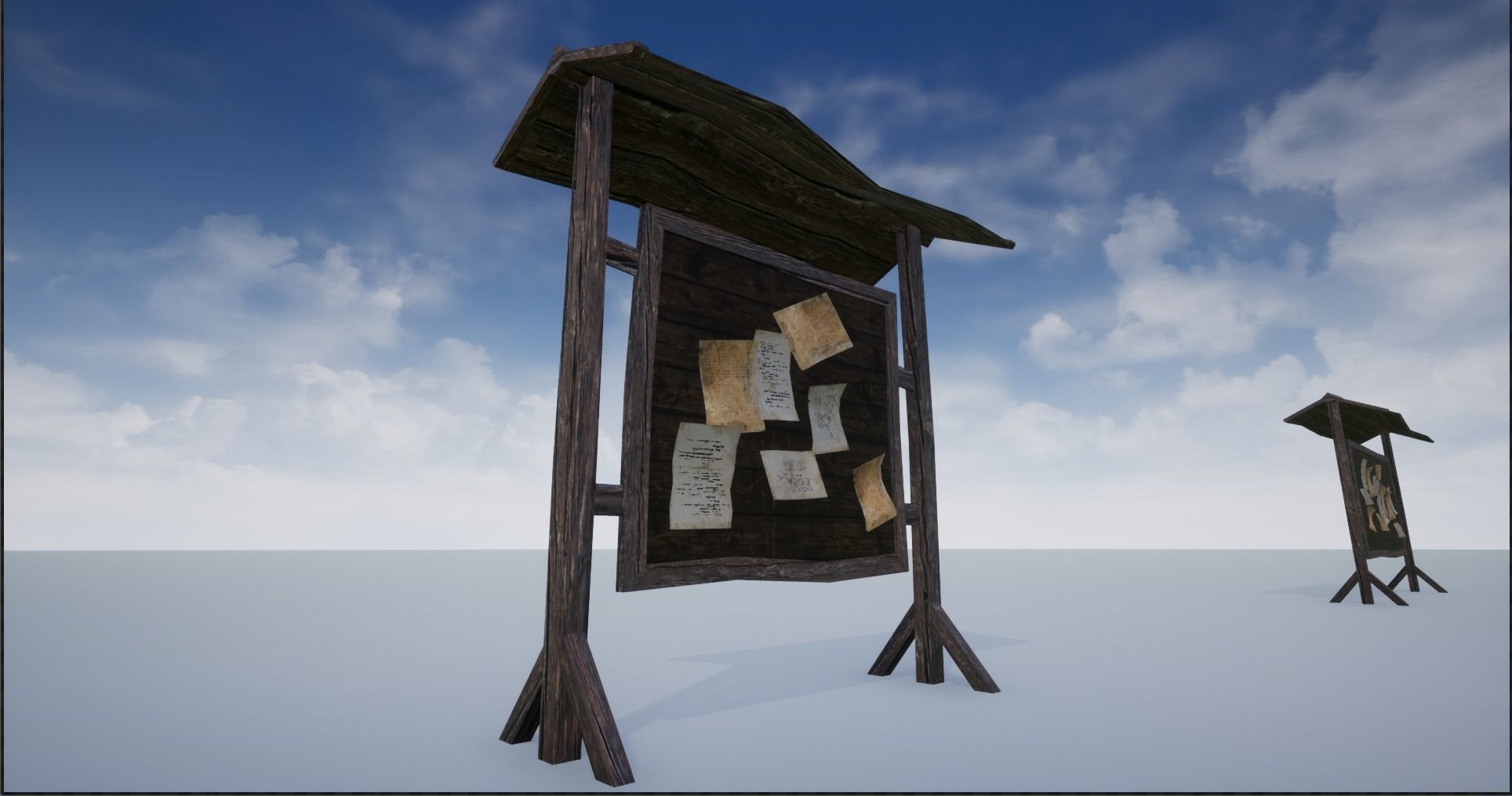 Wooden Notice Post - Notice Boards Low-poly 3D model_13