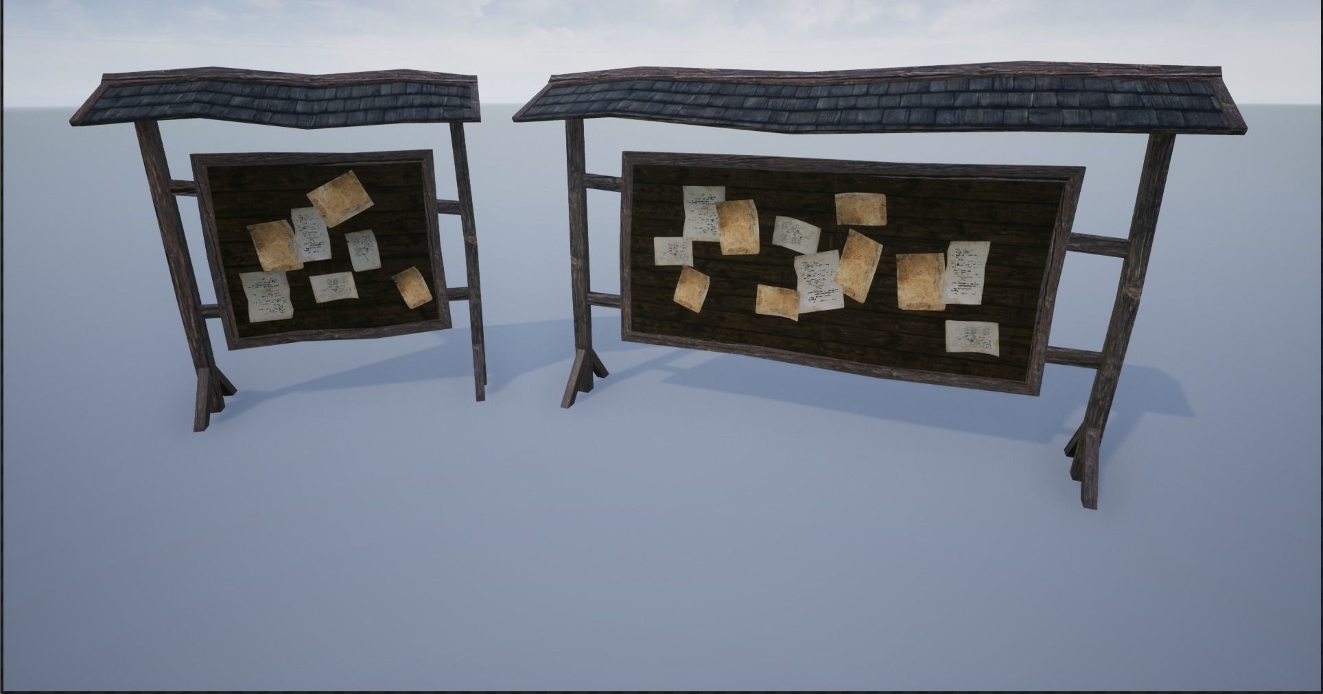 Wooden Notice Post - Notice Boards Low-poly 3D model_3