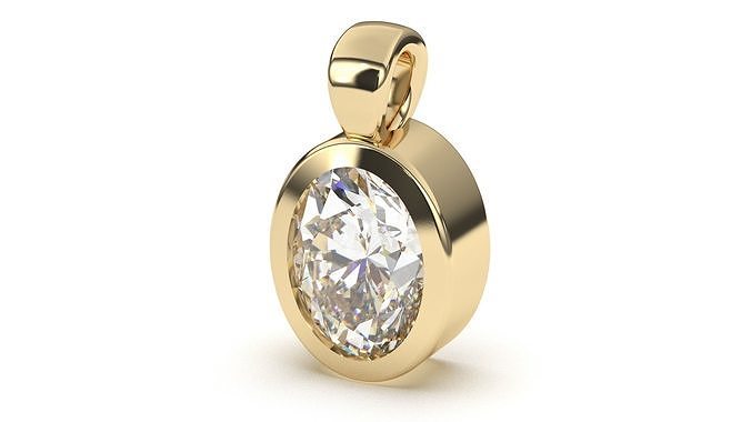 Classic Oval Diamond Pendant 3D print model