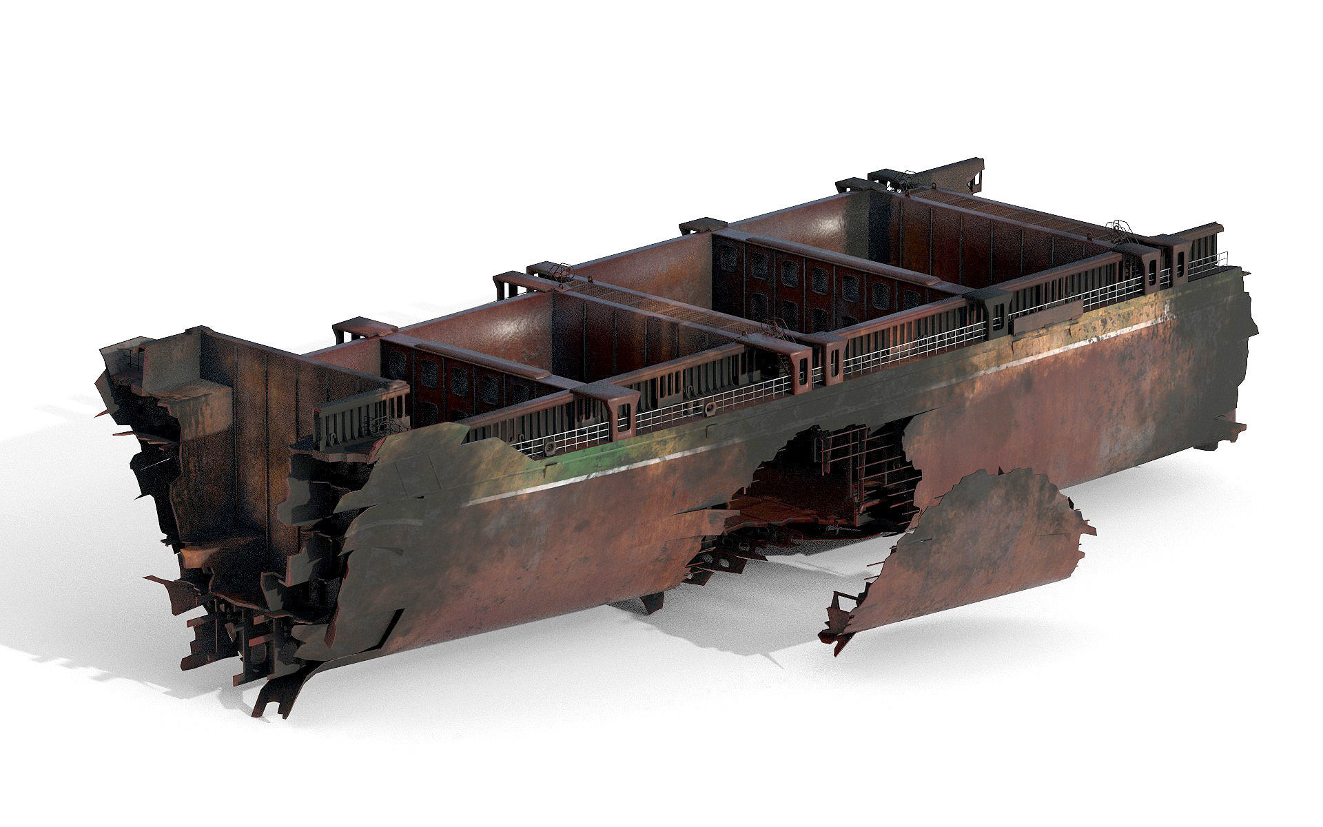 Burned and destroyed ship 3D model_10