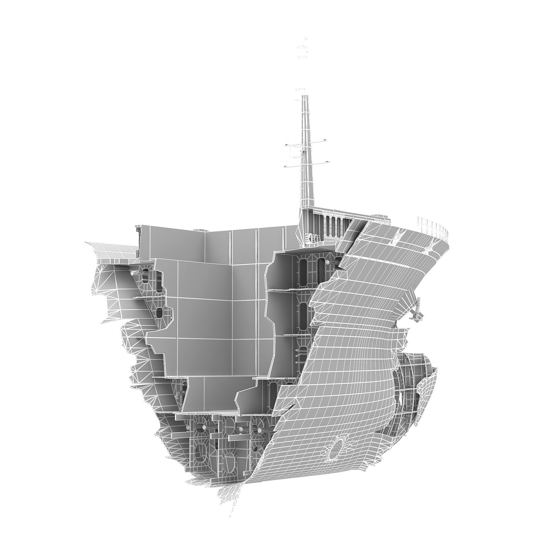 Burned and destroyed ship 3D model_17