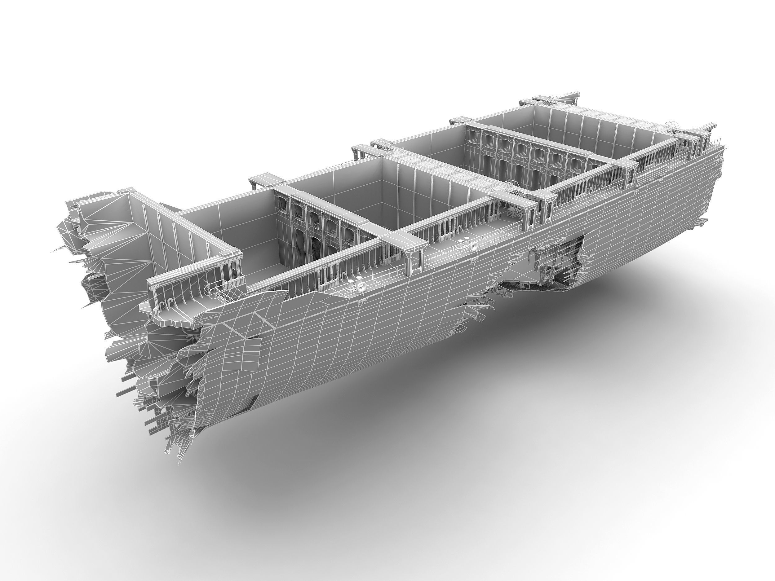 Burned and destroyed ship 3D model_25
