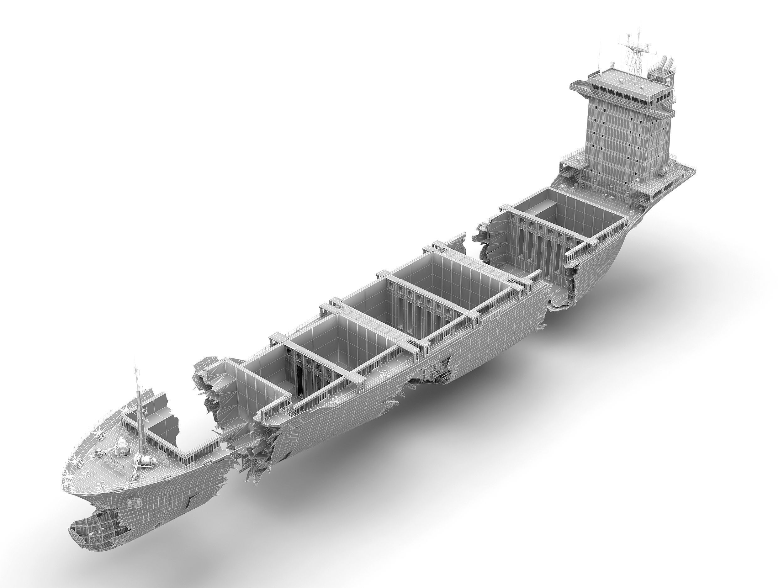 Burned and destroyed ship 3D model_23