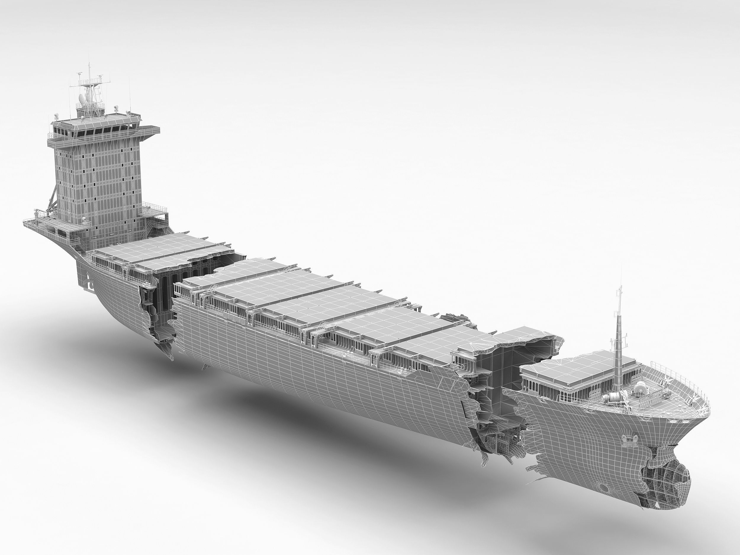 Burned and destroyed ship 3D model_24