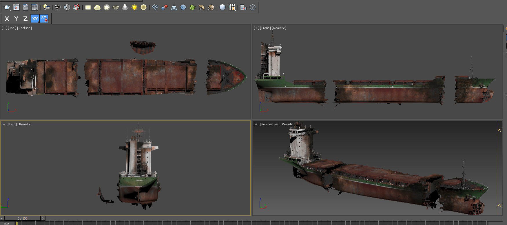 Burned and destroyed ship 3D model_29