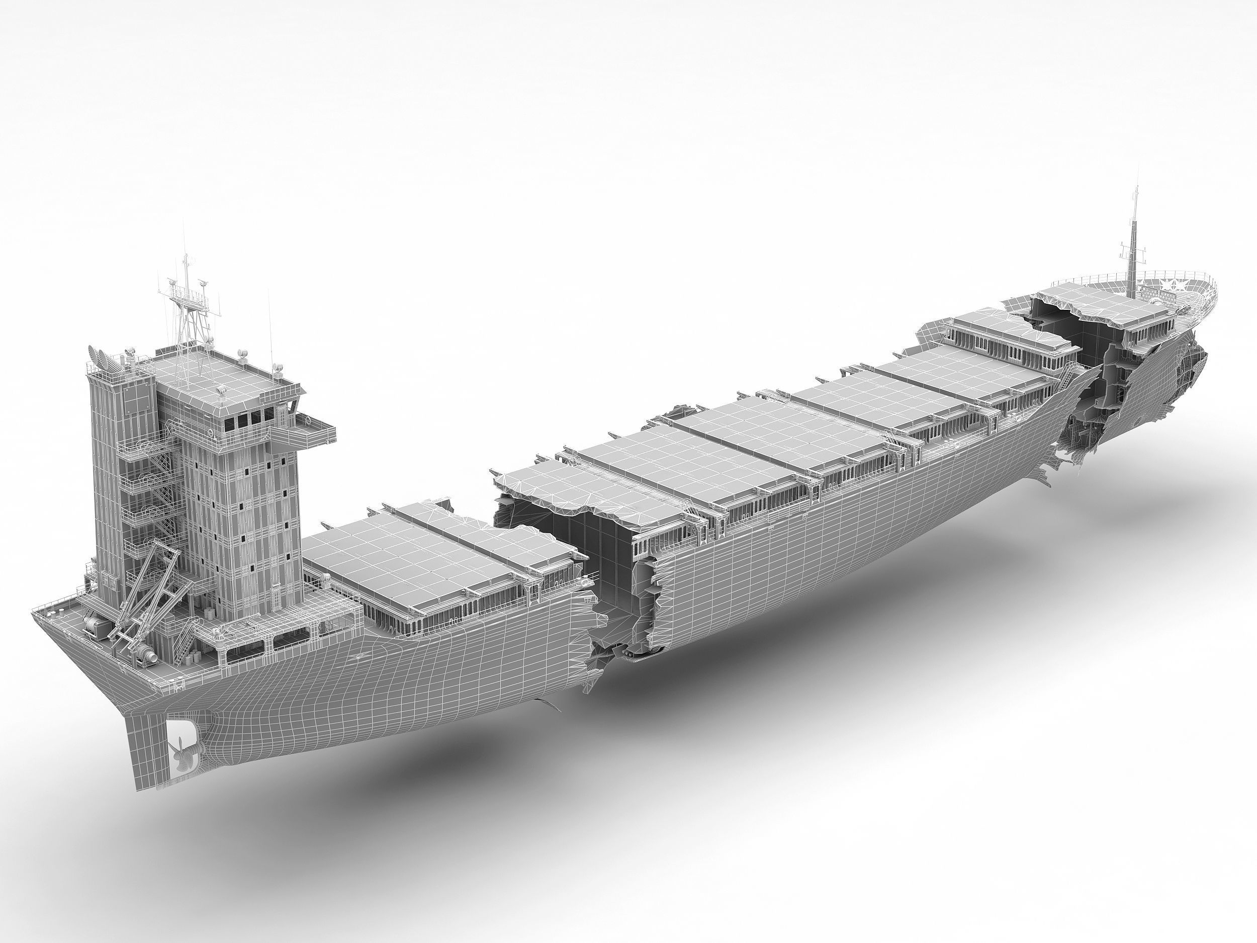Burned and destroyed ship 3D model_26
