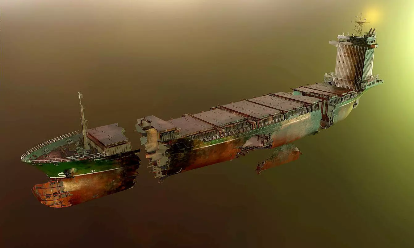 Burned and destroyed ship 3D model_0