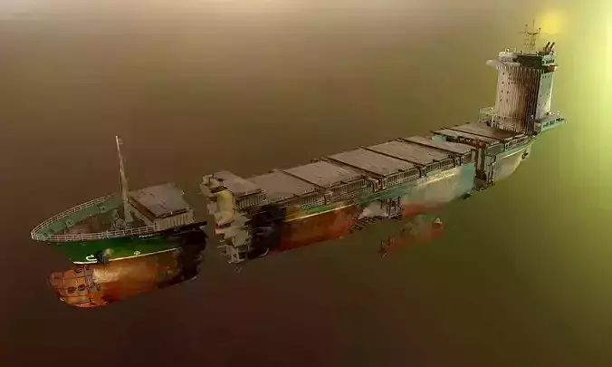 Burned and destroyed ship 3D model