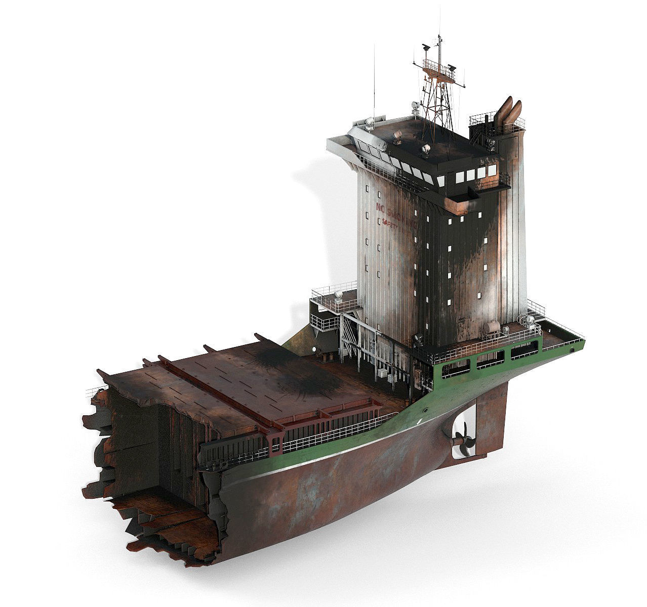 Burned and destroyed ship 3D model_20