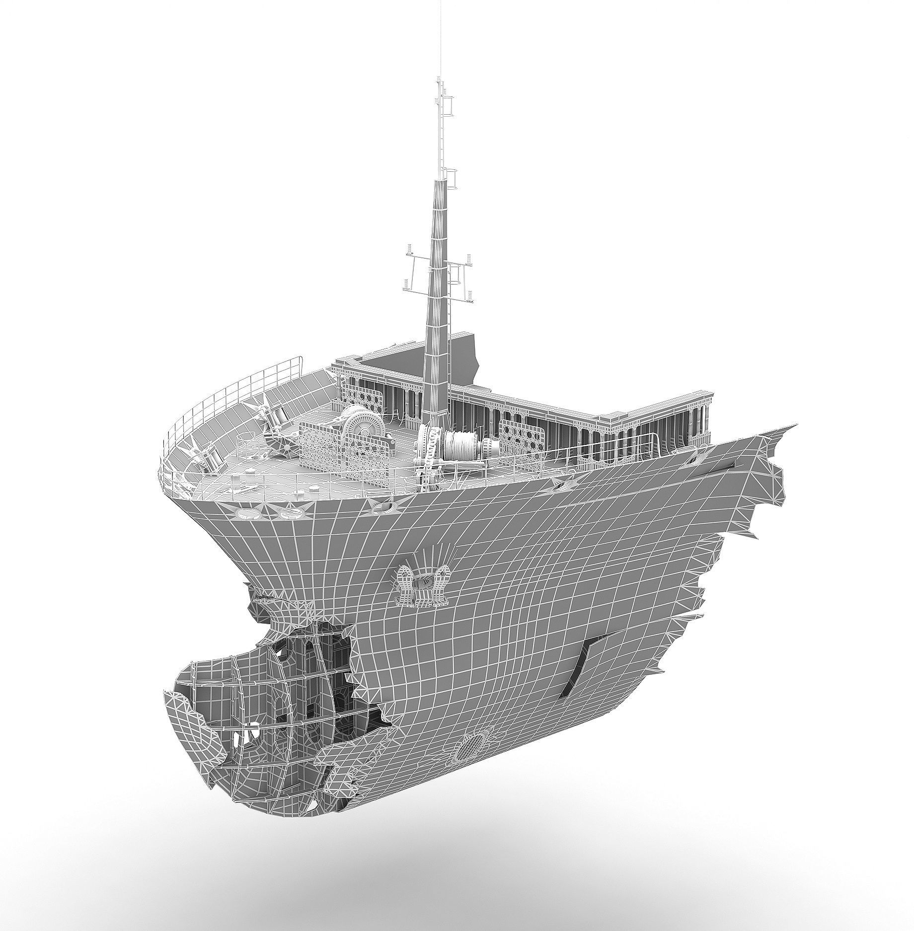 Burned and destroyed ship 3D model_16