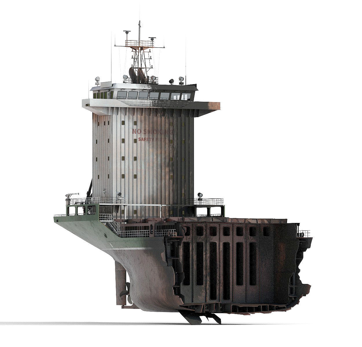 Burned and destroyed ship 3D model_18