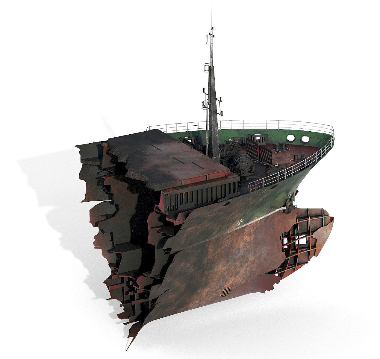 Burned and destroyed ship 3D model_12