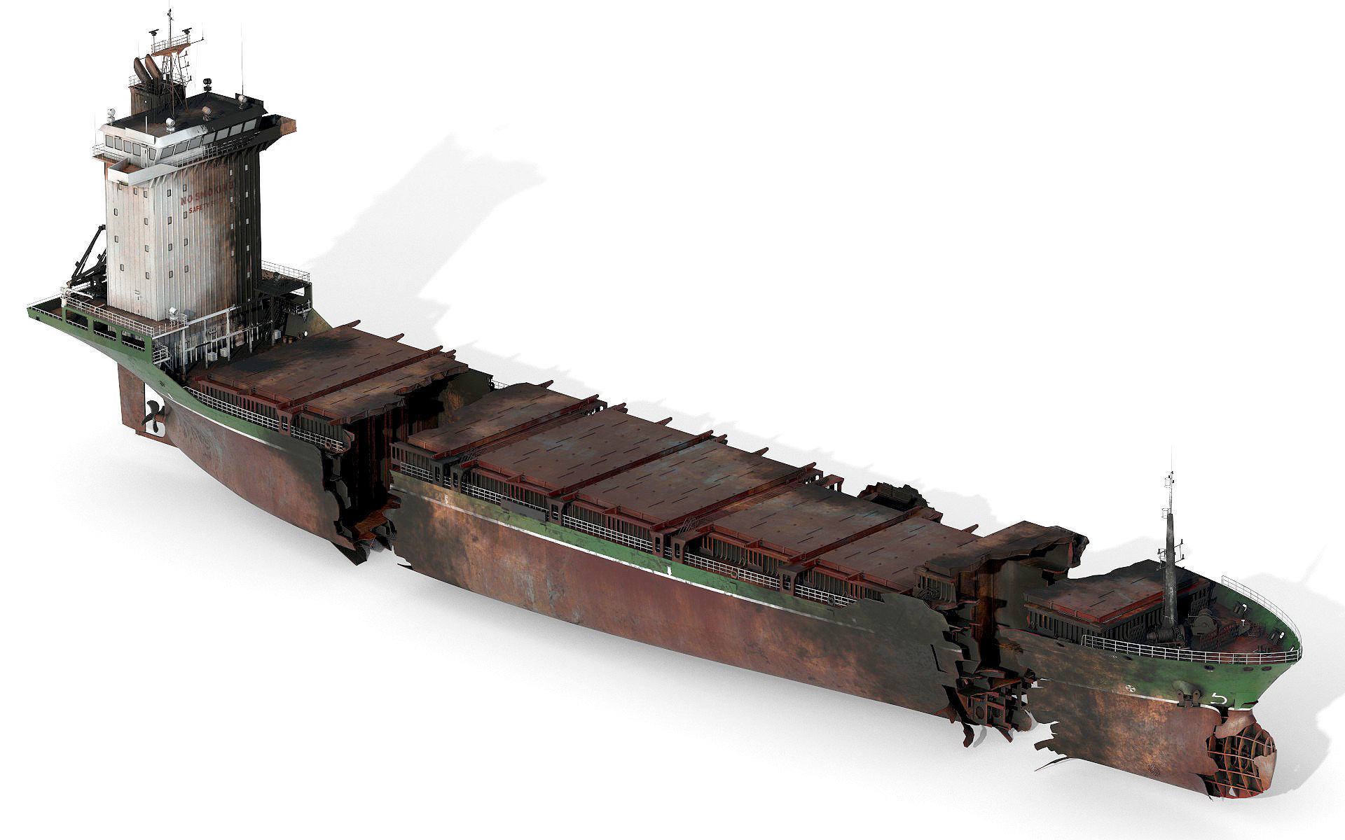 Burned and destroyed ship 3D model_1