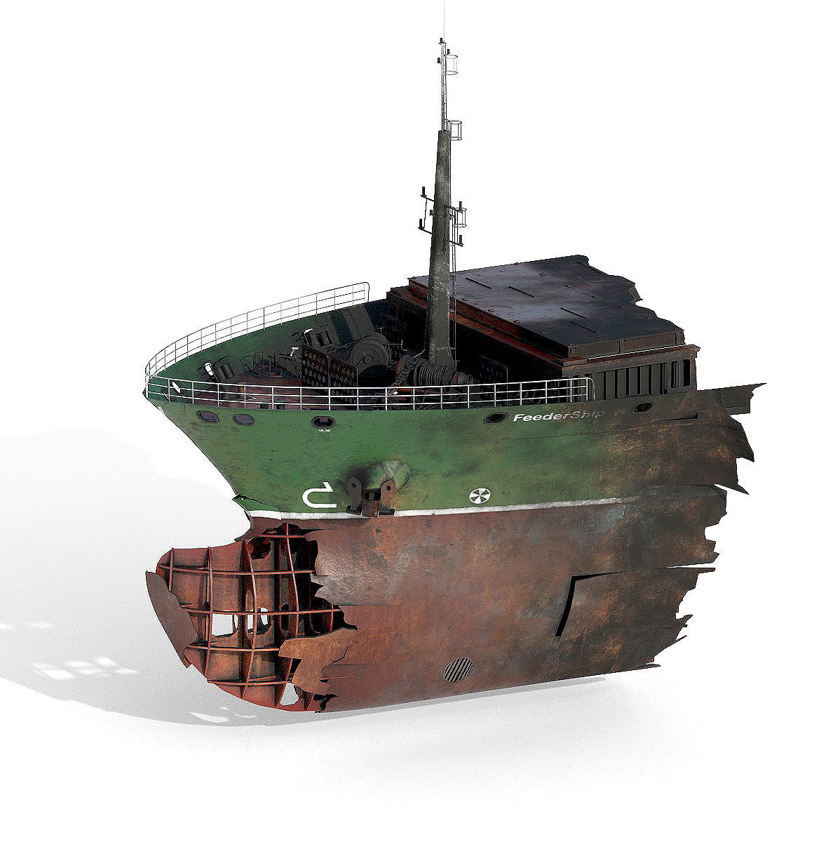 Burned and destroyed ship 3D model_15