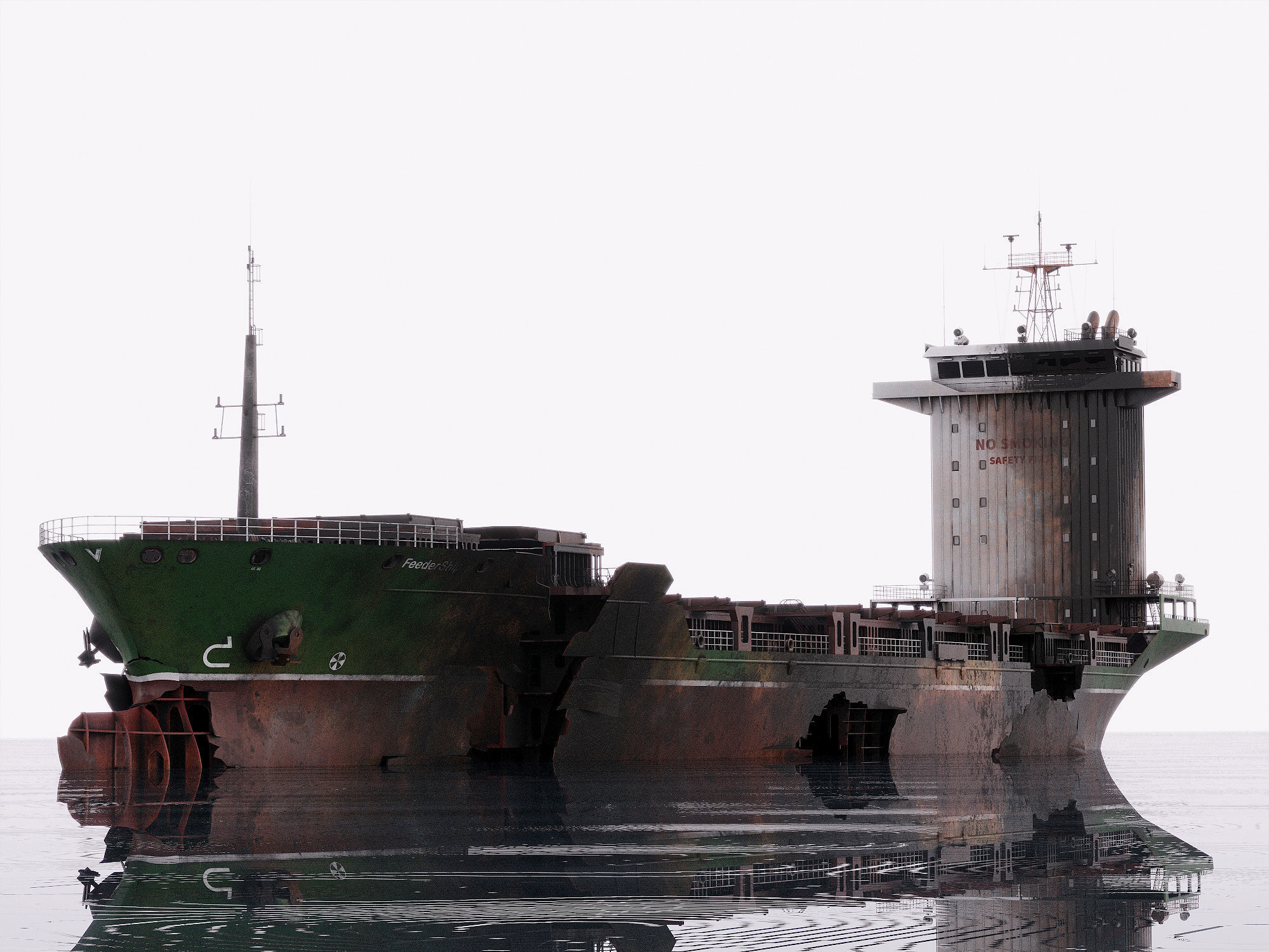 Burned and destroyed ship 3D model_5