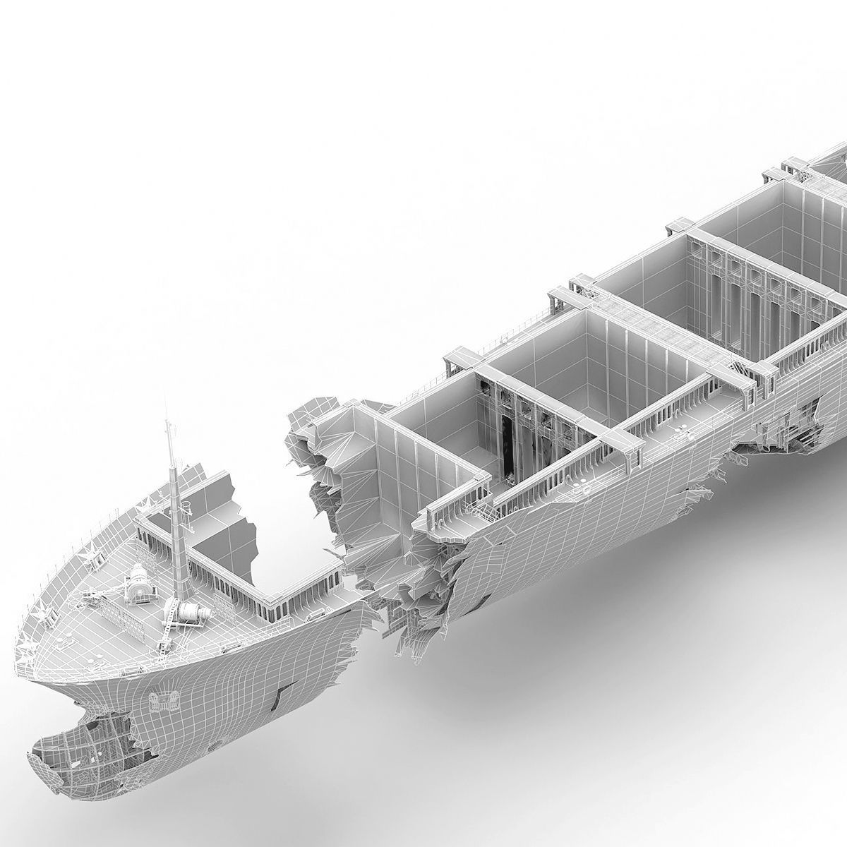Burned and destroyed ship 3D model_21