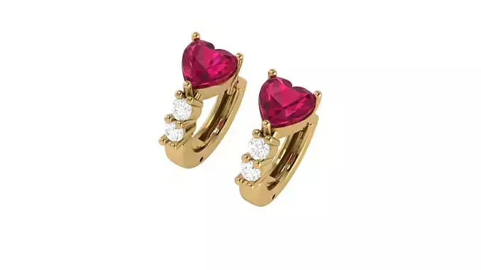 ER-heart1 two gold hoop earrings with sapphires and diamonds