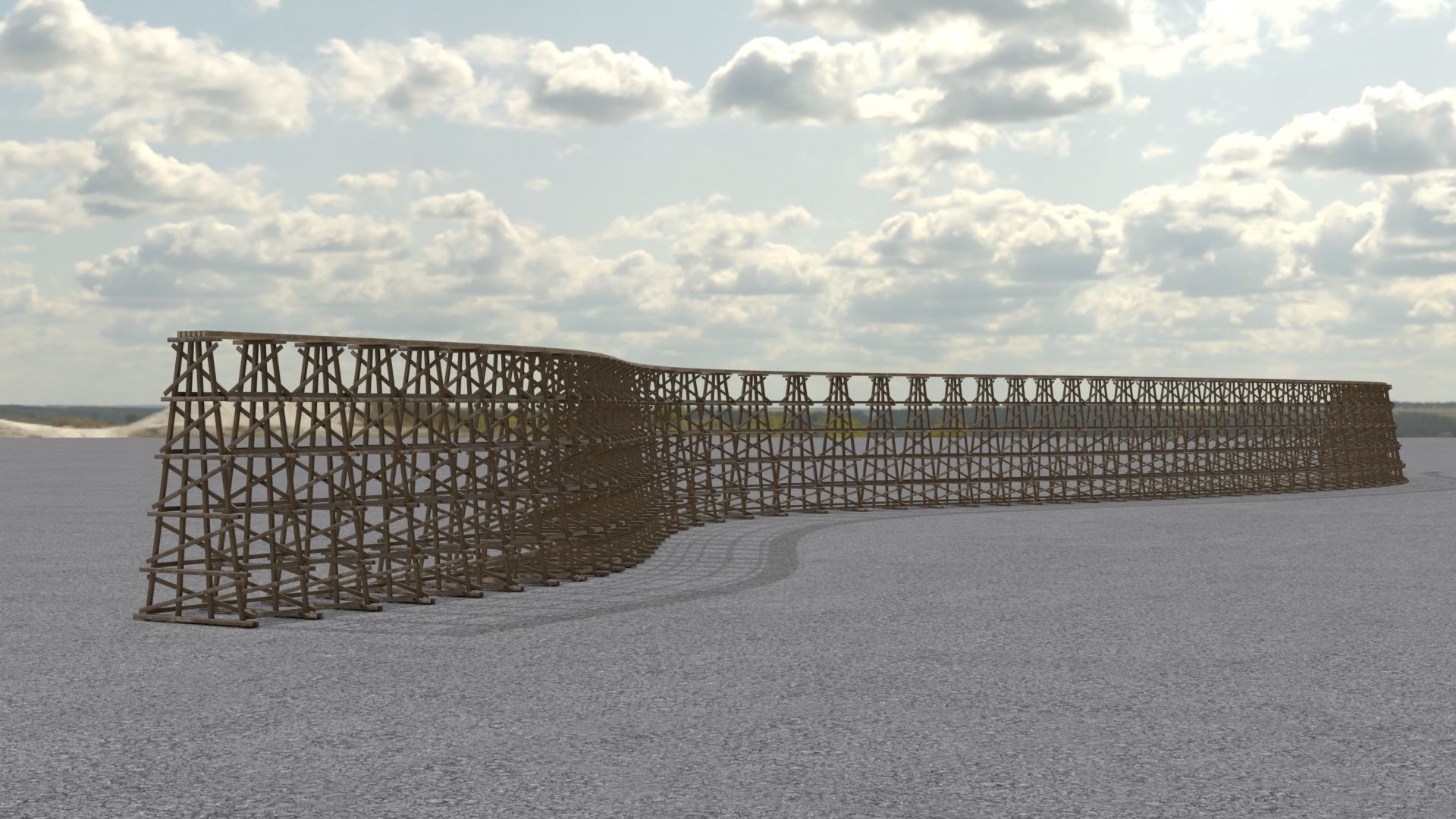 Wooden trestle bridge Low-poly 3D model_18