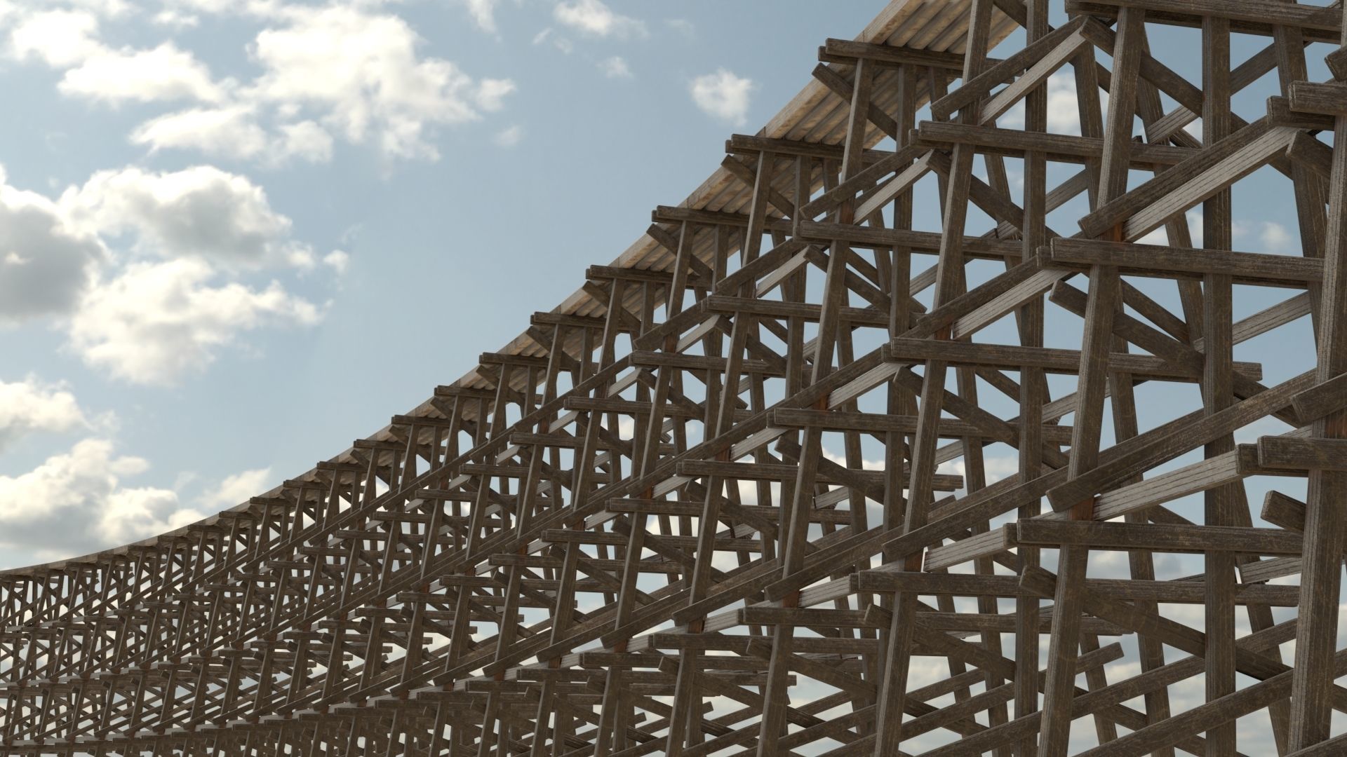 Wooden trestle bridge Low-poly 3D model_11
