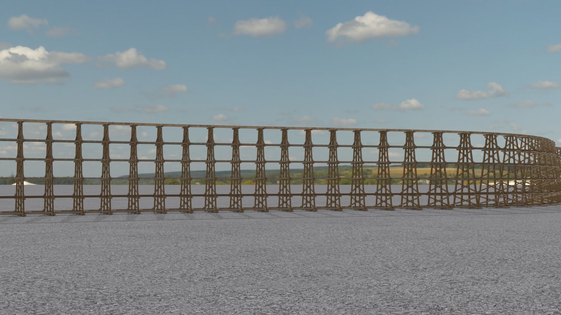 Wooden trestle bridge Low-poly 3D model_6