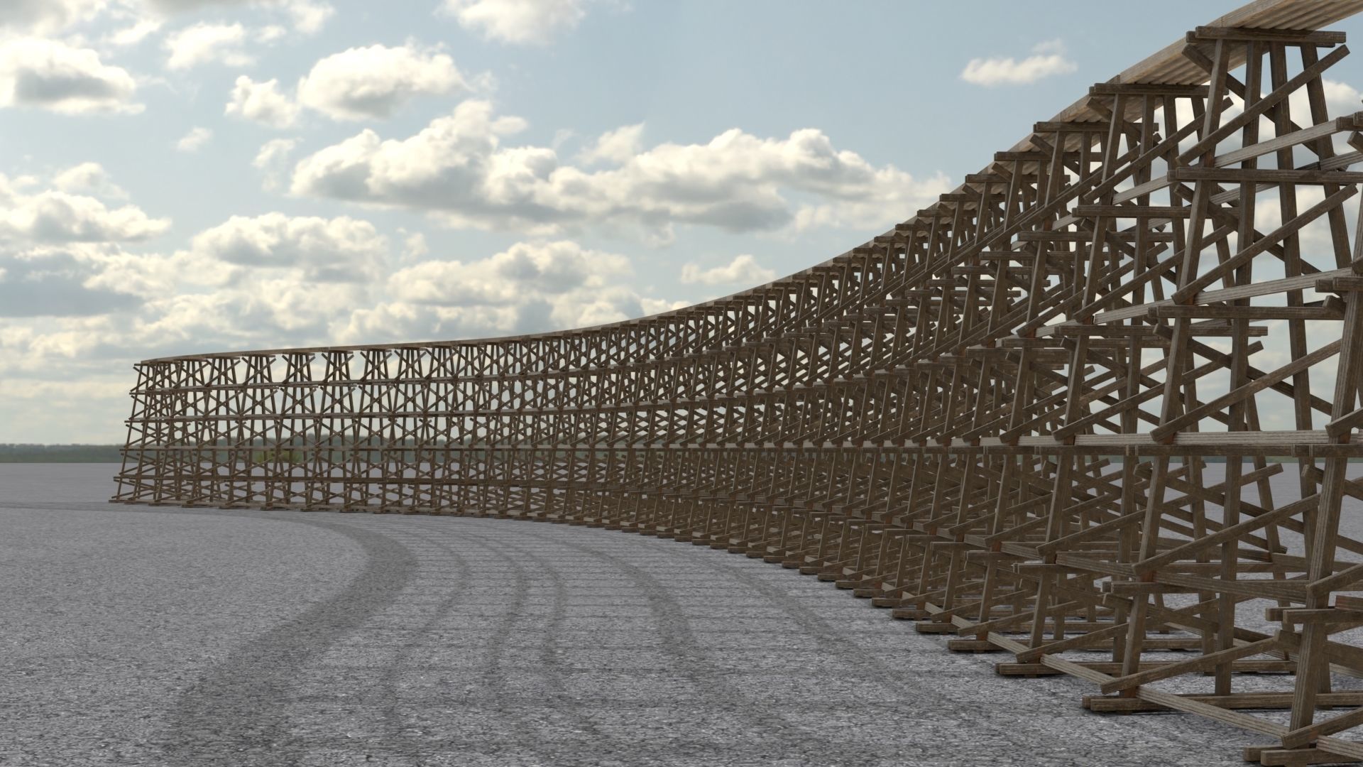 Wooden trestle bridge Low-poly 3D model_2