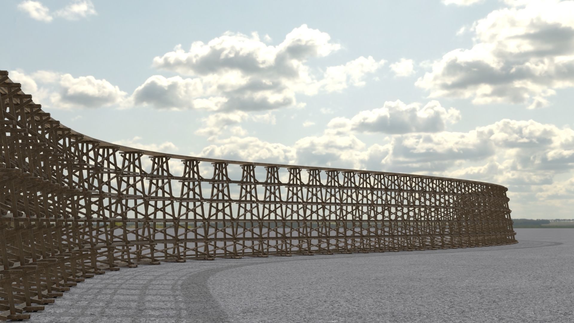 Wooden trestle bridge Low-poly 3D model_17