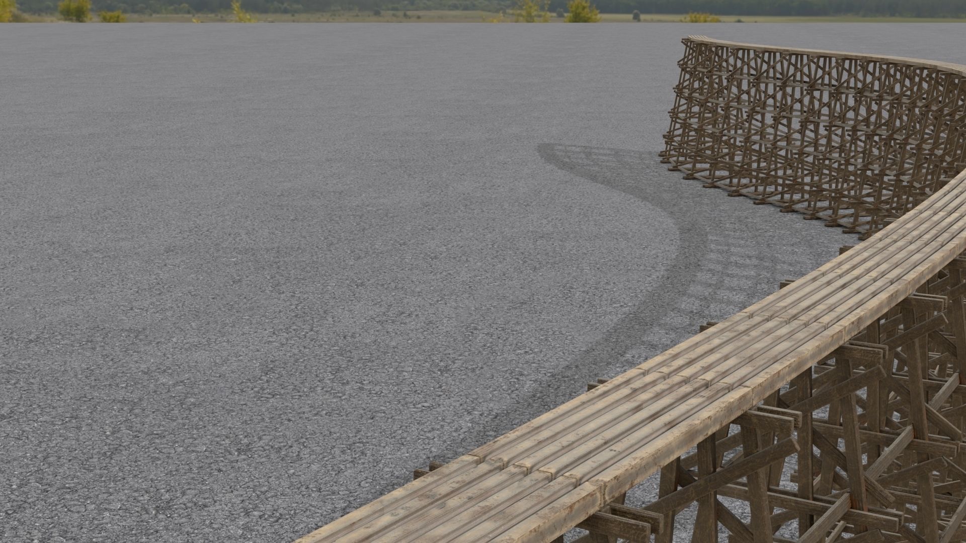 Wooden trestle bridge Low-poly 3D model_4