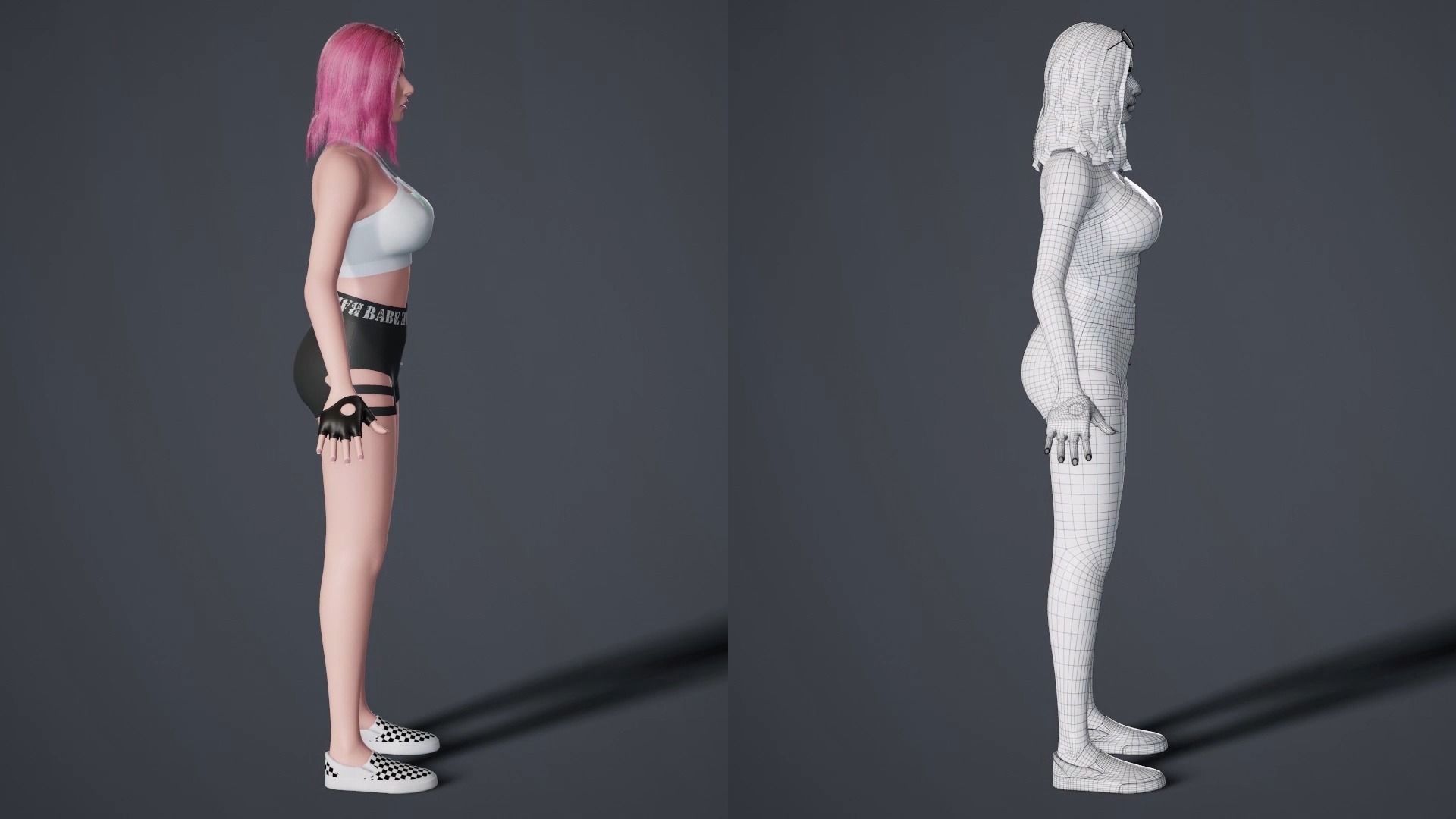 Liz - Female Character Base Mesh Version 1 Low-poly 3D model_11