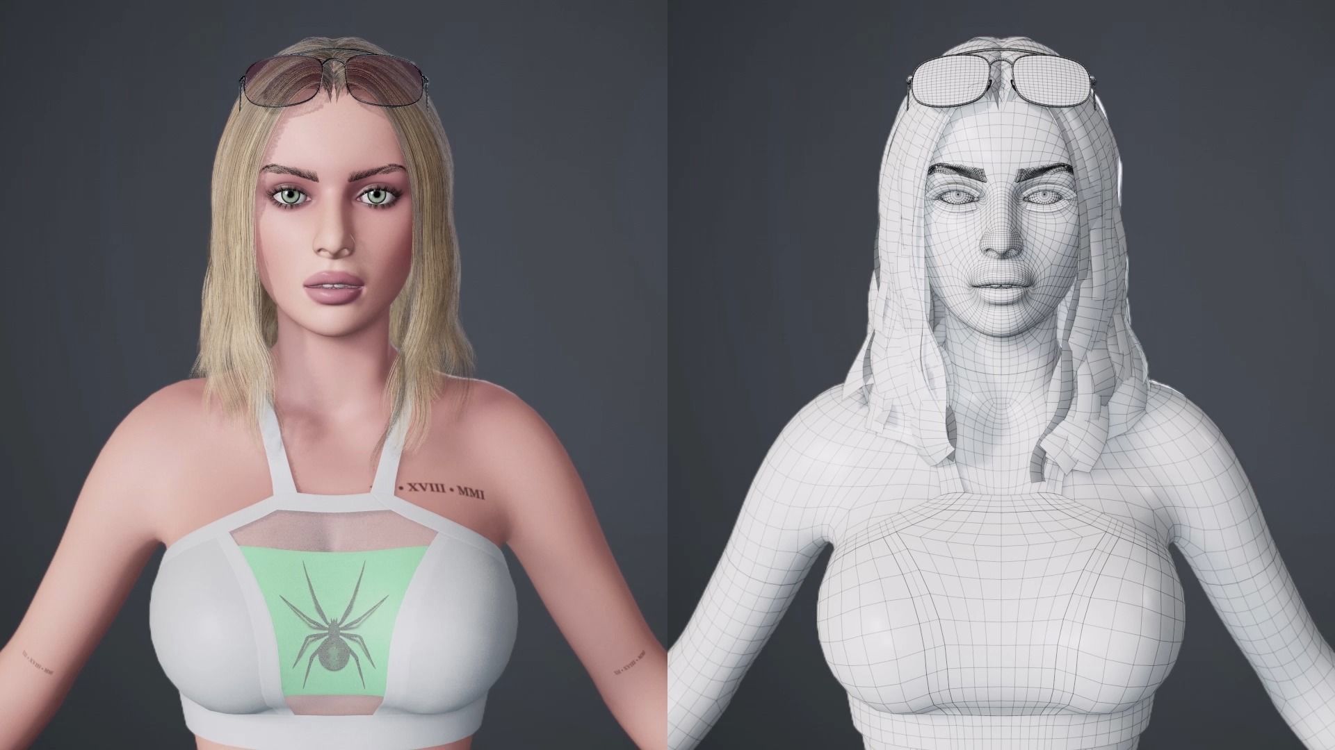 Liz - Female Character Base Mesh Version 1 Low-poly 3D model_7