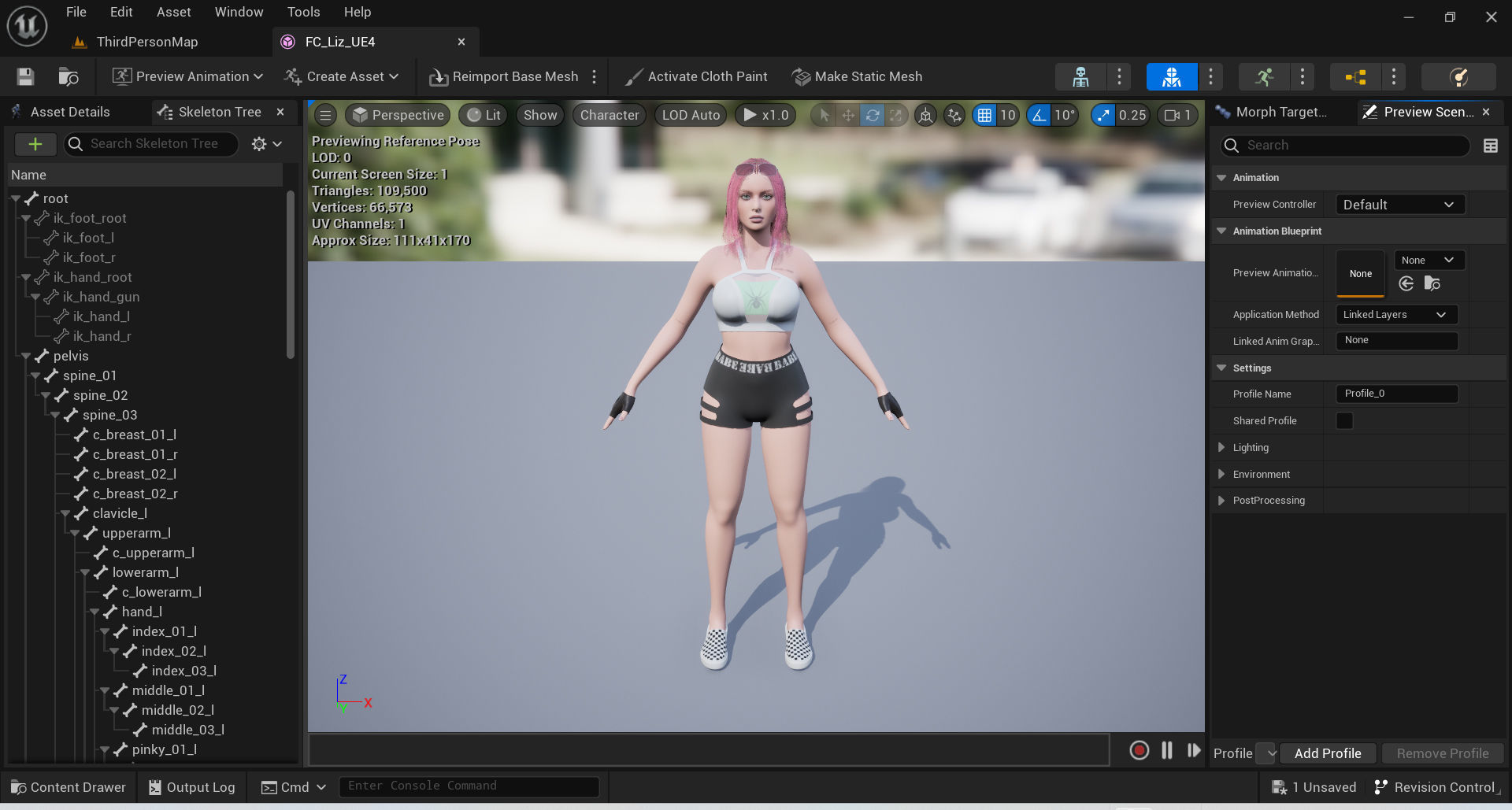 Liz - Female Character Base Mesh Version 1 Low-poly 3D model_15