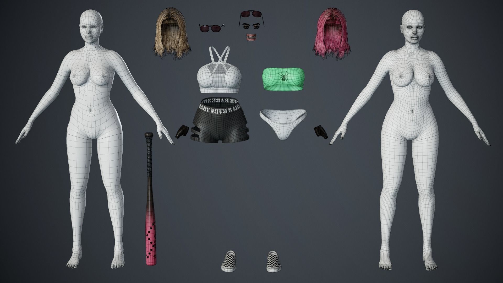 Liz - Female Character Base Mesh Version 1 Low-poly 3D model_5