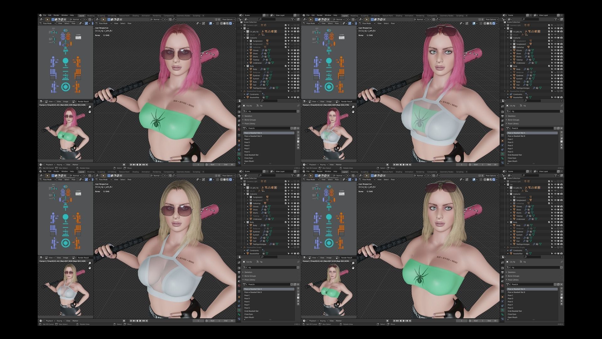 Liz - Female Character Base Mesh Version 1 Low-poly 3D model_16