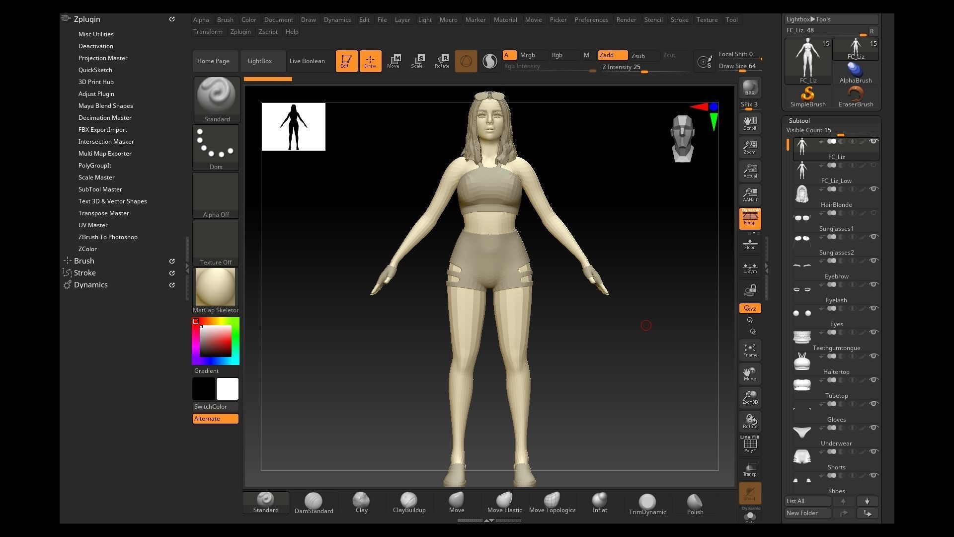 Liz - Female Character Base Mesh Version 1 Low-poly 3D model_21