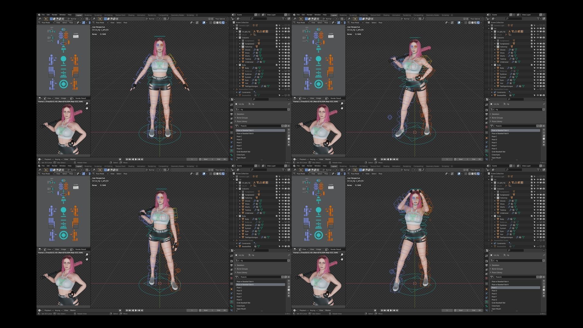 Liz - Female Character Base Mesh Version 1 Low-poly 3D model_17
