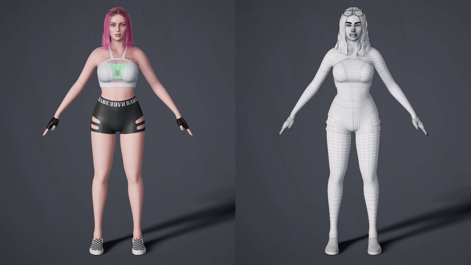 Liz - Female Character Base Mesh Version 1 Low-poly 3D model_10