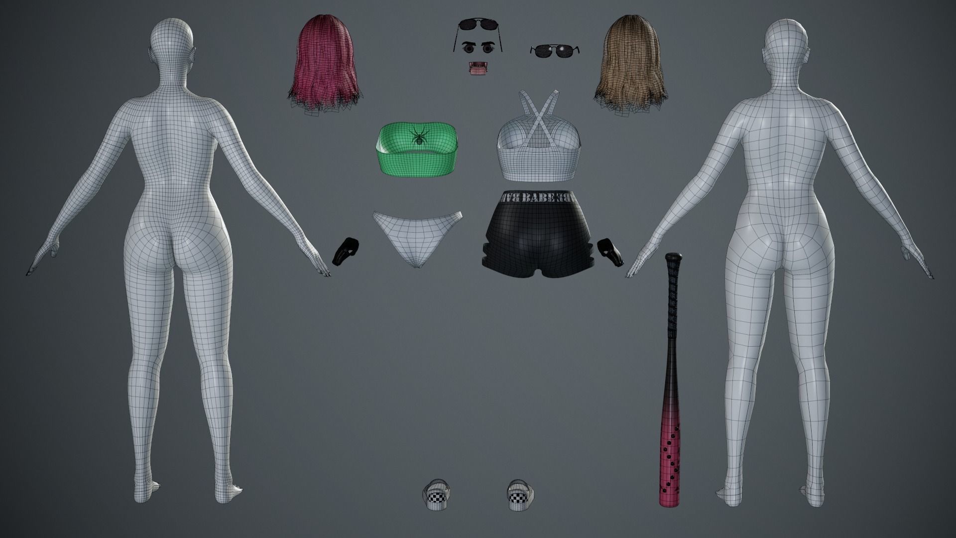 Liz - Female Character Base Mesh Version 1 Low-poly 3D model_6