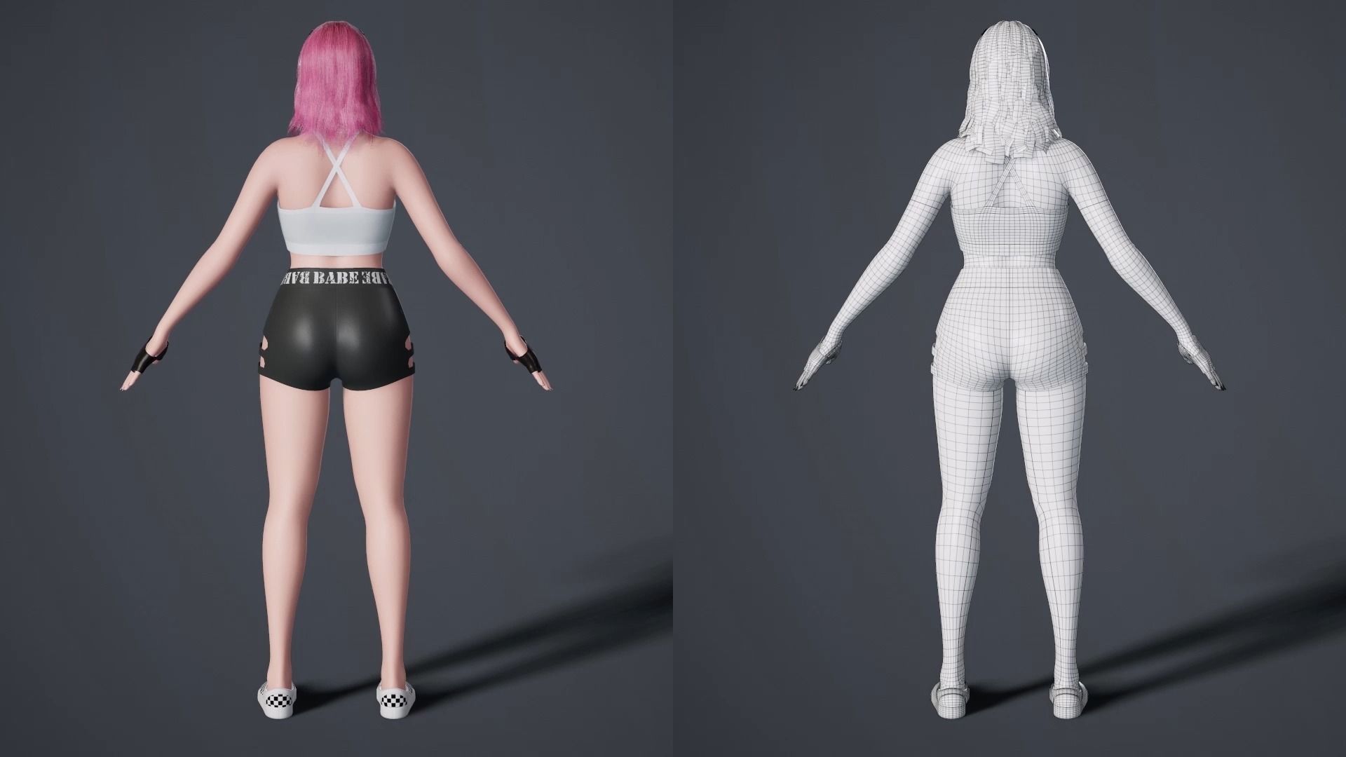 Liz - Female Character Base Mesh Version 1 Low-poly 3D model_12