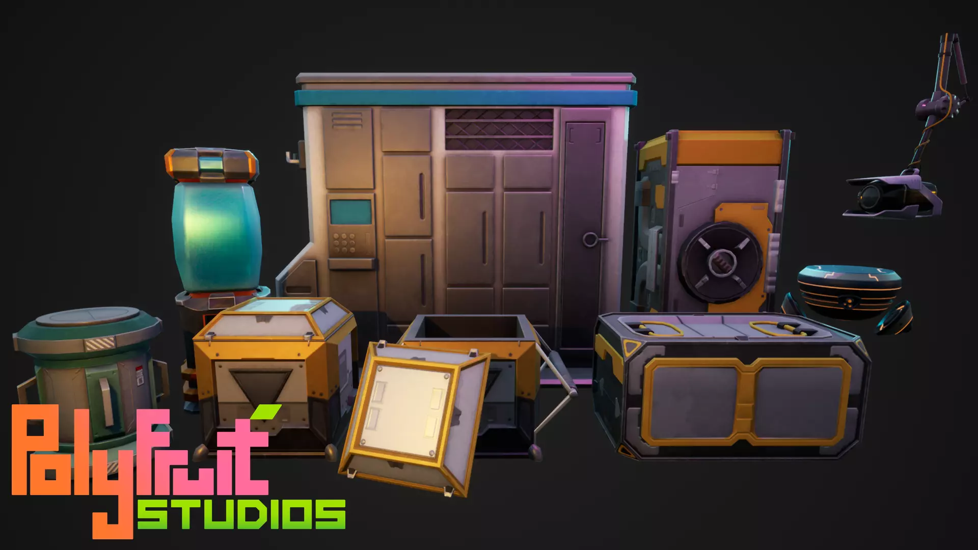 Stylized Sci-Fi Props Pack Low-poly 3D model