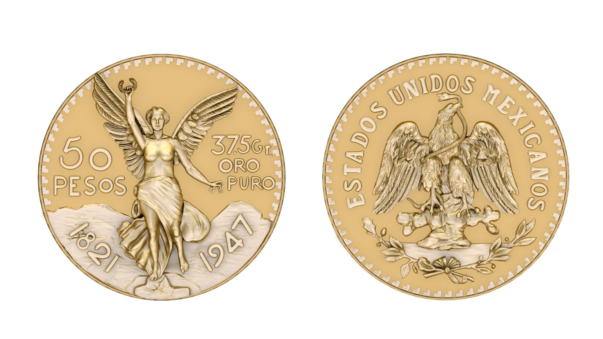  Mexican 50 Pesos Gold  Centenario coin Coin  3D print model_3