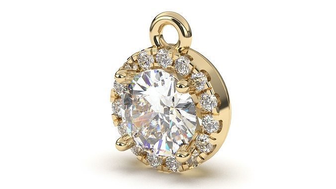 Round Halo Diamond Pendant 3D print model