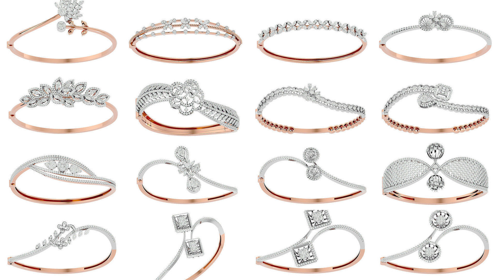 50 High Jewelry Diamond Bracelets 3dm stl renders details  3D Model Collection_2