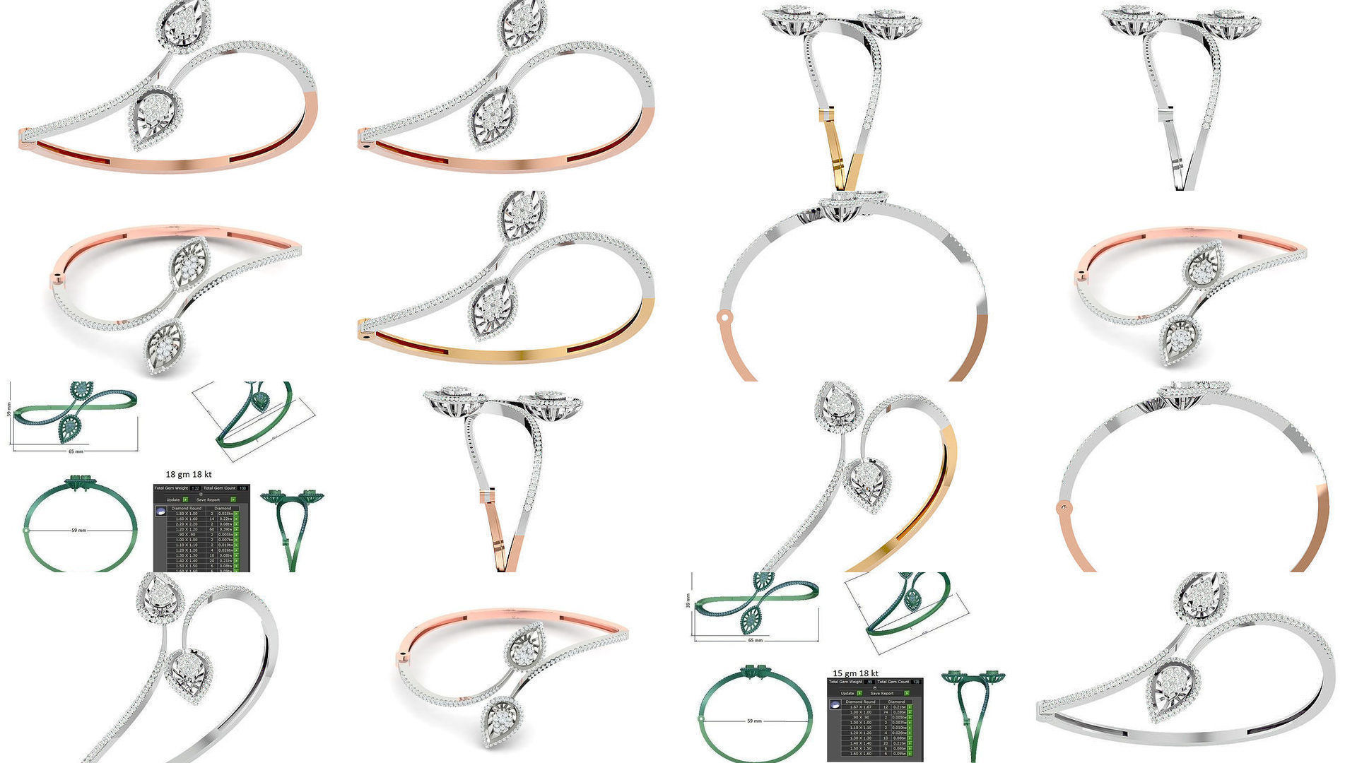50 High Jewelry Diamond Bracelets 3dm stl renders details  3D Model Collection_3