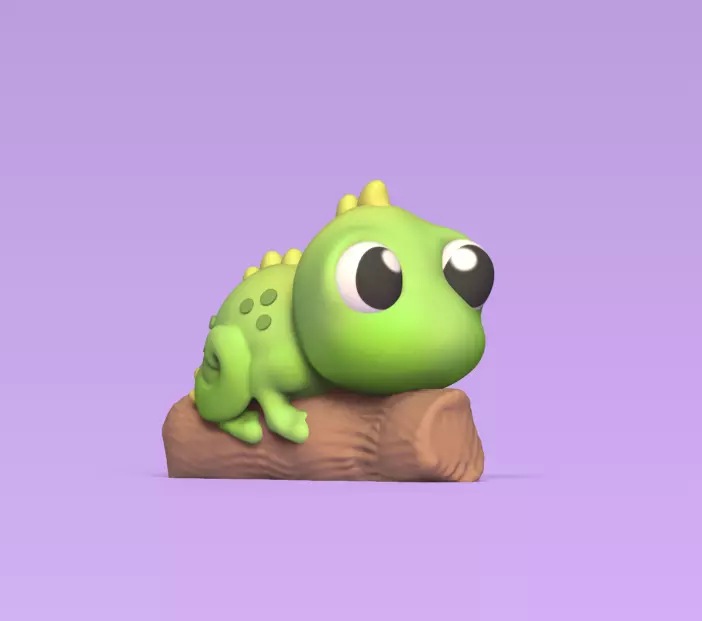 Chameleon on Branch 3D print model_0